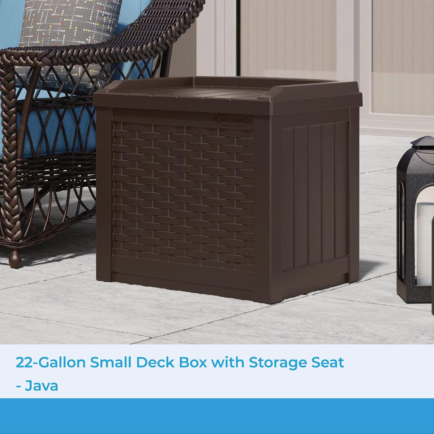 Suncast 42' Outdoor Storage Cabinet and 22 Gallon Resin Storage Seat for Patio, Deck, Yard, and Garage