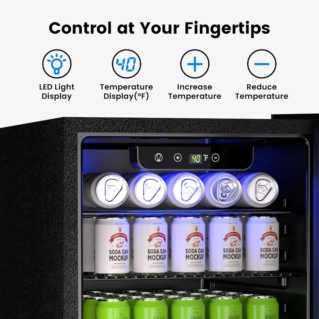 Feelfunn Wine Cooler, 26 Bottle 95 Can Mini Wine Fridge with Clear Glass Door for Beer Soda Water Drink, Small Wine Cellar Beverage Refrigerator for Bedroom Office Home Bar Dorm, 2.6 Cu.Ft