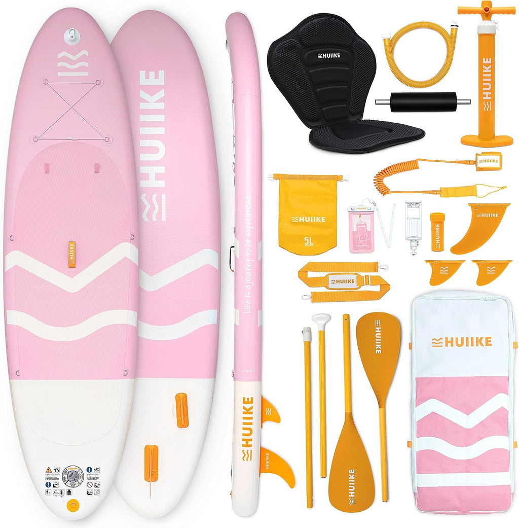 HUIIKE Inflatable Paddle Board for Adults with Accessories Included, Oar, Fins, Pump. Stand Up Paddleboard Great Stability and Resistance. 10' x 33' x 5.9', Maximum Load 286 lb