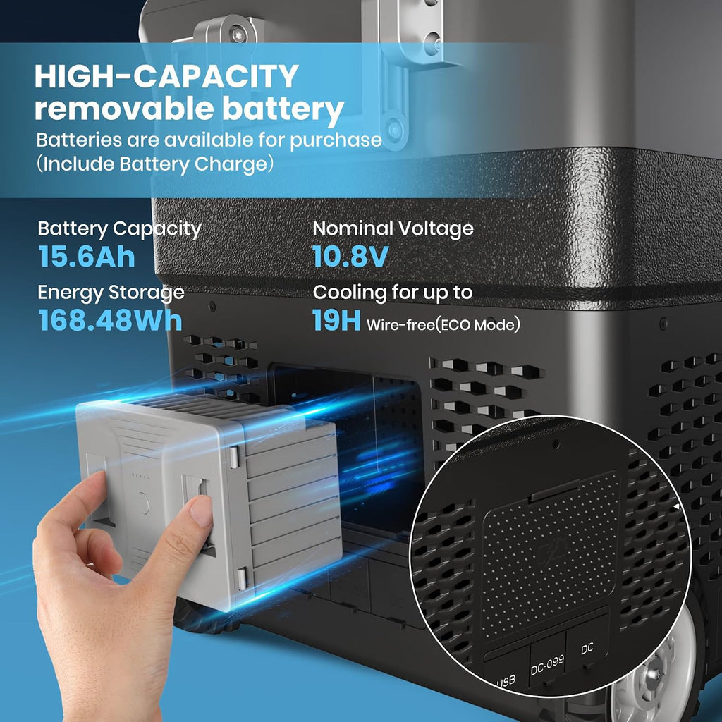 GarveeTech 51 QT Car Refrigerator, 12V Portable Electric Freezer, Dual Zone -4℉-68°F, App Control, Movable Wheels, for Camping, Picnic, Travel, Road Trip, Home, 12/24V DC & 110/240V AC