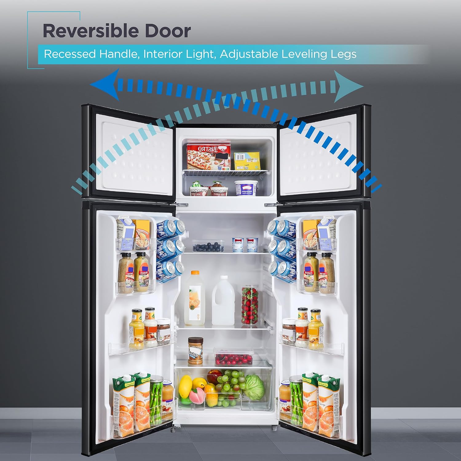 BLACK+DECKER 7.7 Cu. Ft. Top Mount Refrigerator with Freezer, 2 Door Fridge with Top Freezer and Mechanical Temperature Control, For Homes and Apartments, BDA77LAB, Black