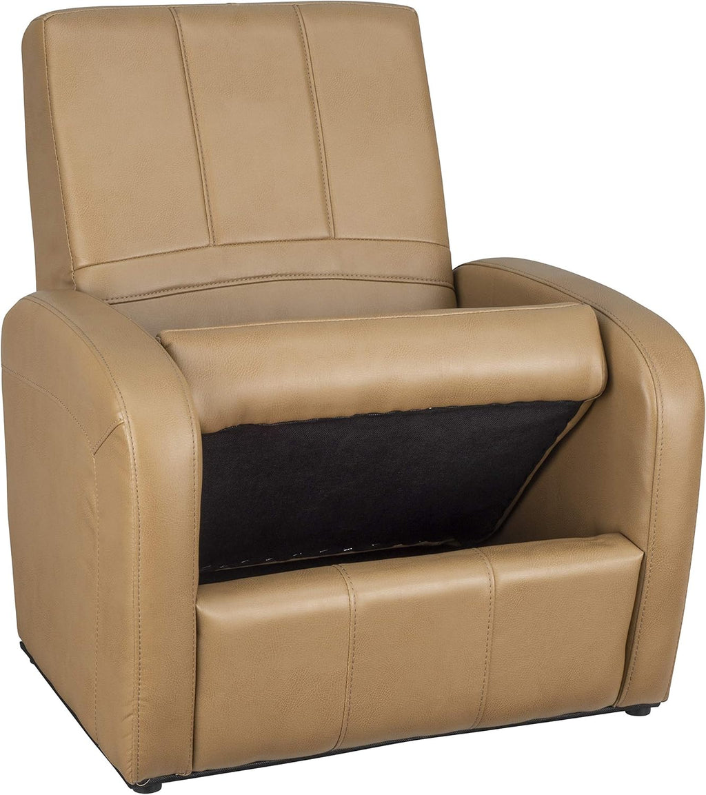 RecPro Charles RV Gaming Chair Ottoman Conversion | Built-in Storage | RV Furniture | Great for Teens | Toffee