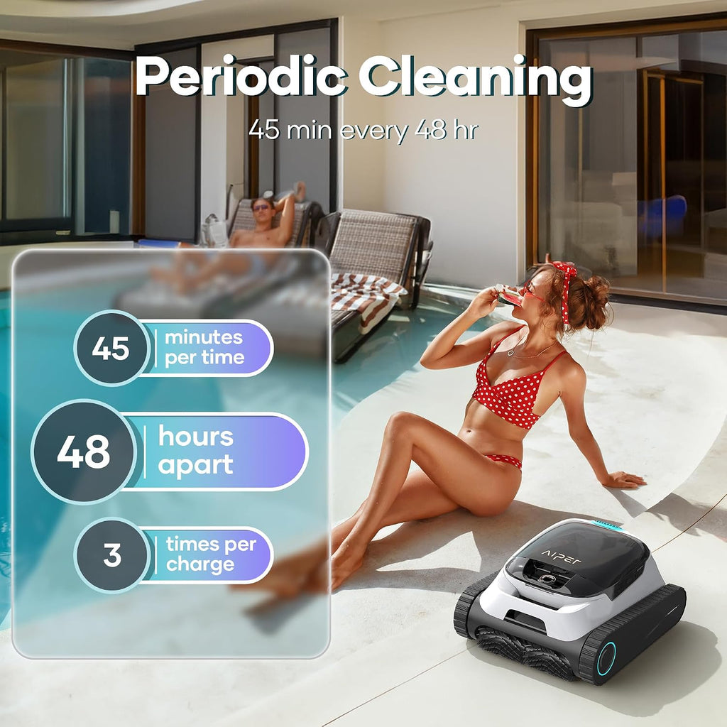 Aiper Scuba S1 Robotic Pool Cleaner, Wall & Waterline Cleaning, Cordless Pool Robot with 4 Modes, Smarter Navigation with High-Precision Sensors（Renewed）