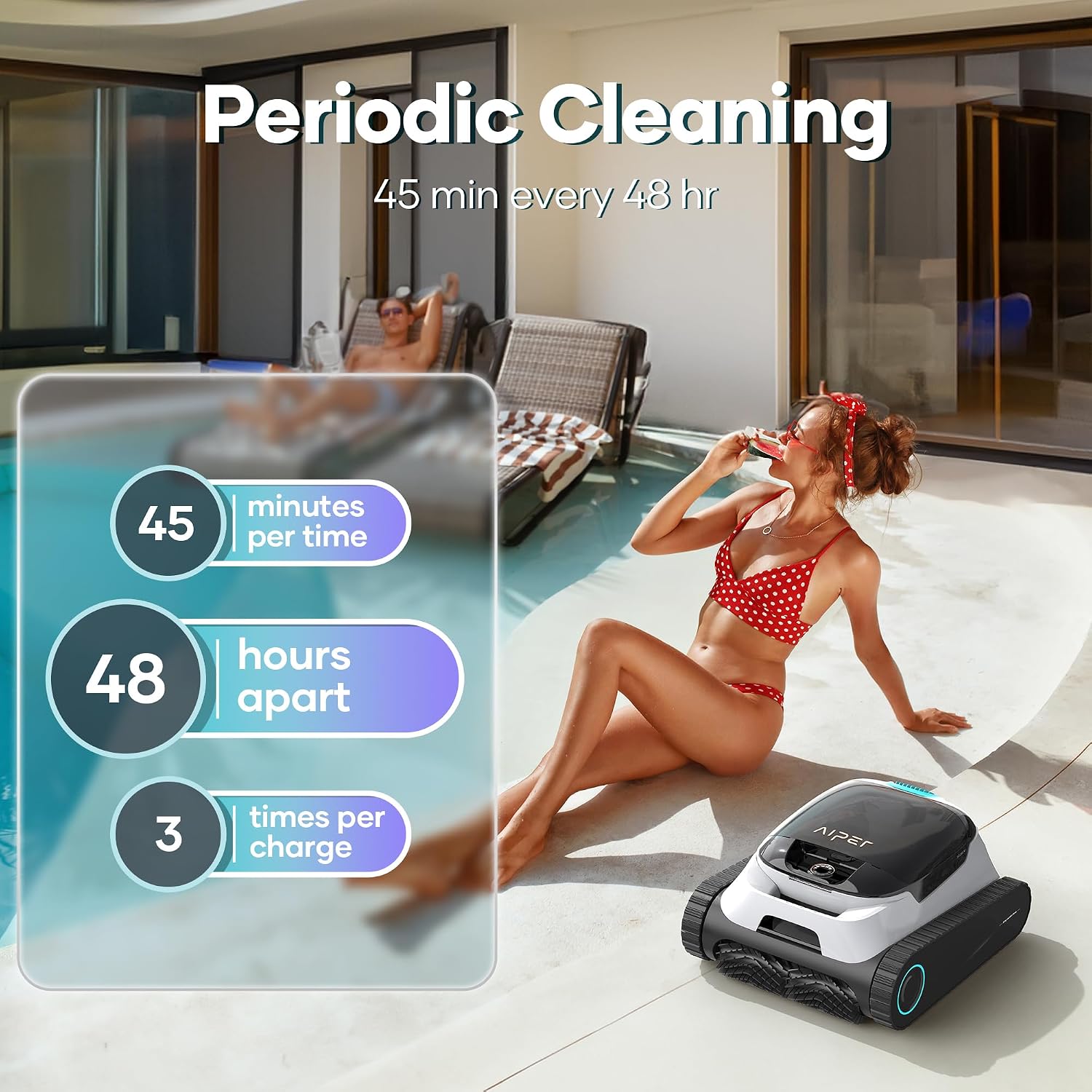 Aiper Scuba S1 Robotic Pool Cleaner, Wall & Waterline Cleaning, Cordless Pool Robot with 4 Modes, Smarter Navigation with High-Precision Sensors（Renewed）