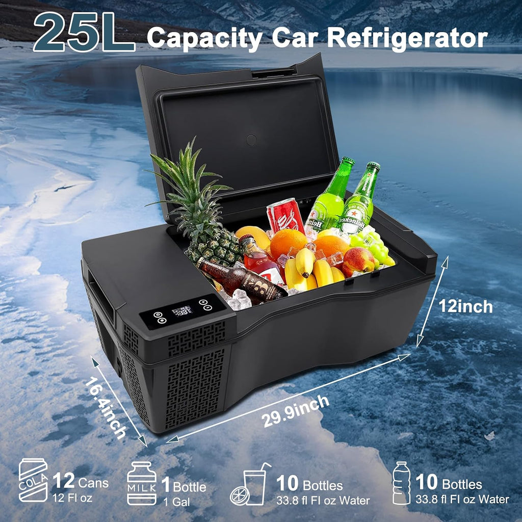 Tesla Cybertruck 25L Trunk Refrigerator with APP Control Truck Storage Cooler Outdoor Fridge, 12/14 Volt Car Fridge Trunk Portable Freezer for Camping Tailgating Road Trip Home