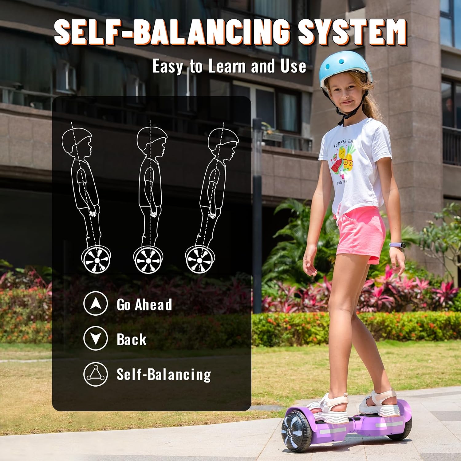 SIMATE Scooter, Bluetooth Speakers and LED Light-Up Wheels, APP Control, Dual 250W Motors, 8.5 mph Max Speed & 8.5 Miles Max Range, Gifts for Kids Adults Girls Boys