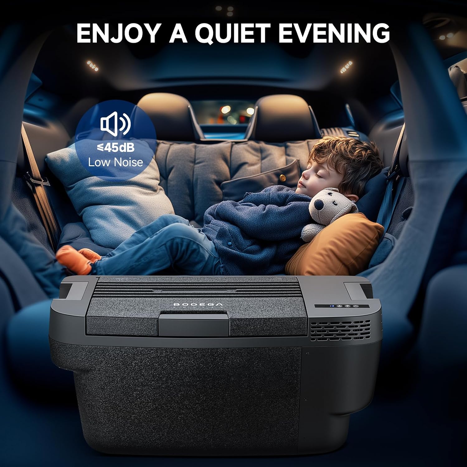BODEGACOOLER 35L Built-In Car Refrigerator for Tesla Model Y- Ultra-Quiet Fast Cooling to -4℉, Smart App Control, Space-Saving Design for Camping & Road Trips 12/24V DC/AC,-4℉-68℉