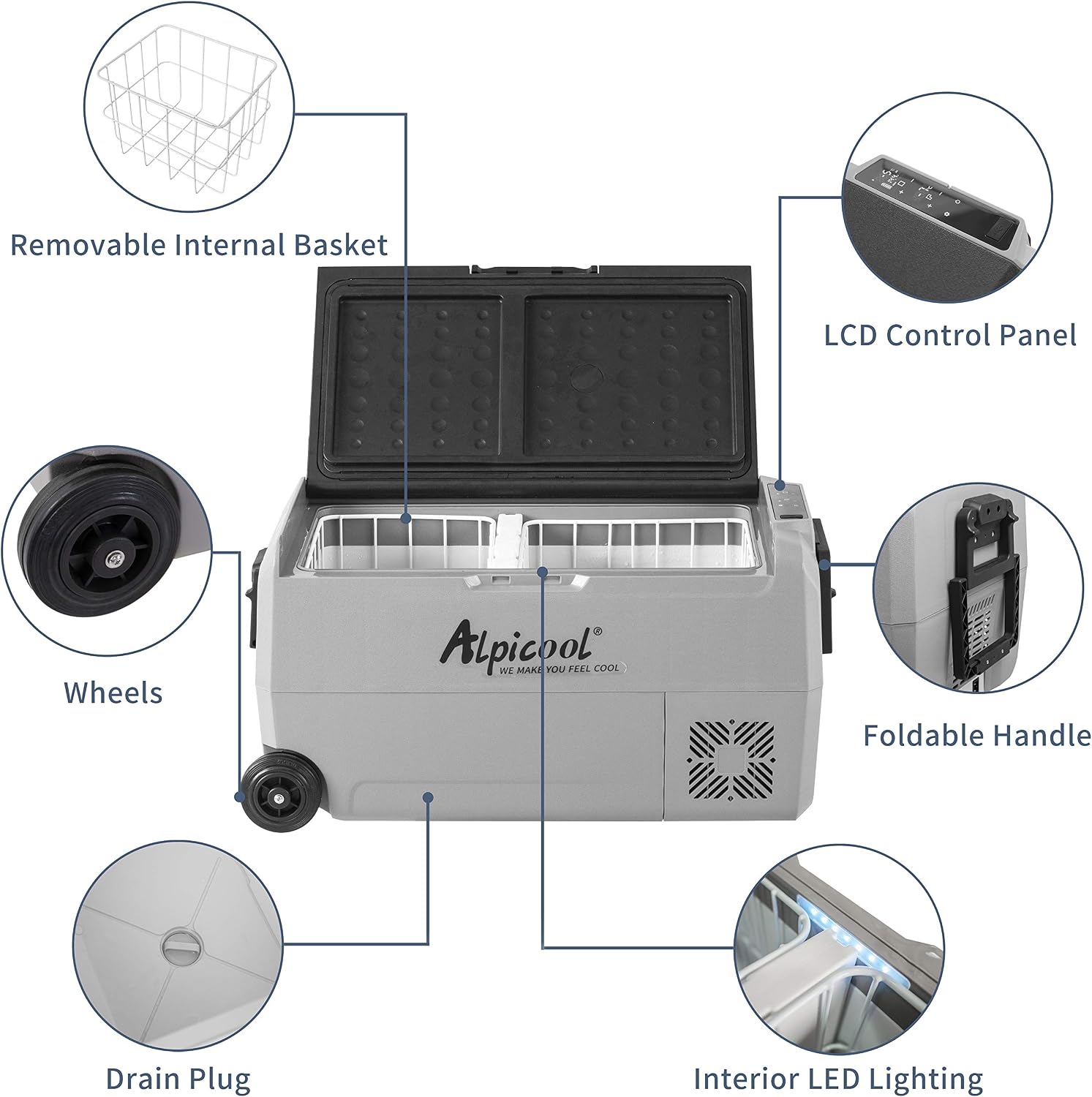 Alpicool T36 Dual Temperature Control 12 Volt Refrigerator 38 Quart Portable Car Fridge Freezer (-4°F~68°F) for Truck, RV, Boat, Camping and Travel