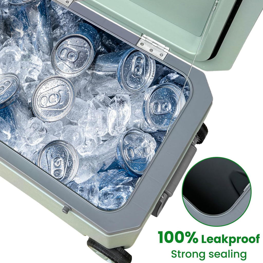 JUST-V 34-127 Quart Insulated Portable Cooler with Heavy Duty Wheels Keeps Ice for up to 5 Days, Great for Drink, Beach, Camping, Tailgating, Sports, & More