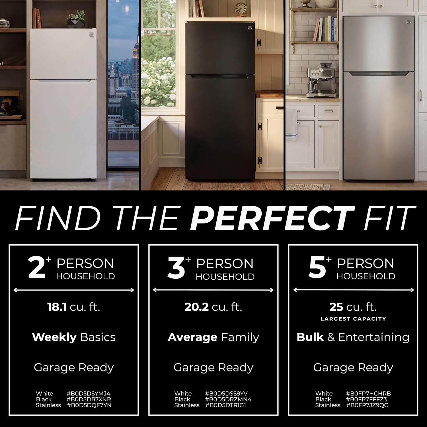 Kenmore 30' Top Mount Refrigerator with Freezer - Adjustable Shelving, Humidity-Controlled Crispers, LED Lighting, ENERGY STAR Certified, Garage Ready, 20.2 cu. ft. Capacity - Black
