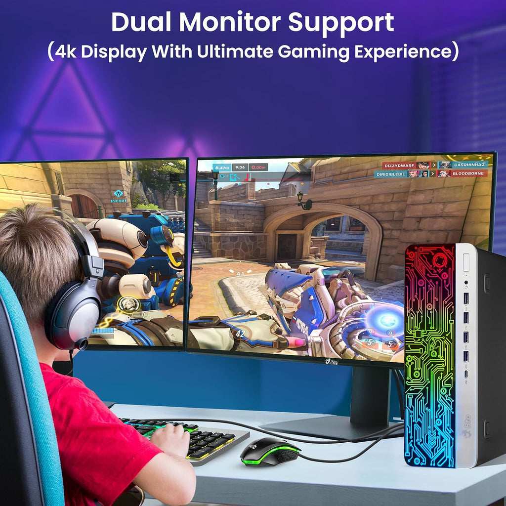 Windows 11 Pro Gaming Desktop PC HP G3 RGB – Intel i7 6th Gen Processor, 16GB DDR4 Ram, 1TB SSD, NVIDIA GeForce GT 1030 DDR5, 22 Inch Monitor – Wi-Fi – Computer Tower for PC Gamer (Renewed)