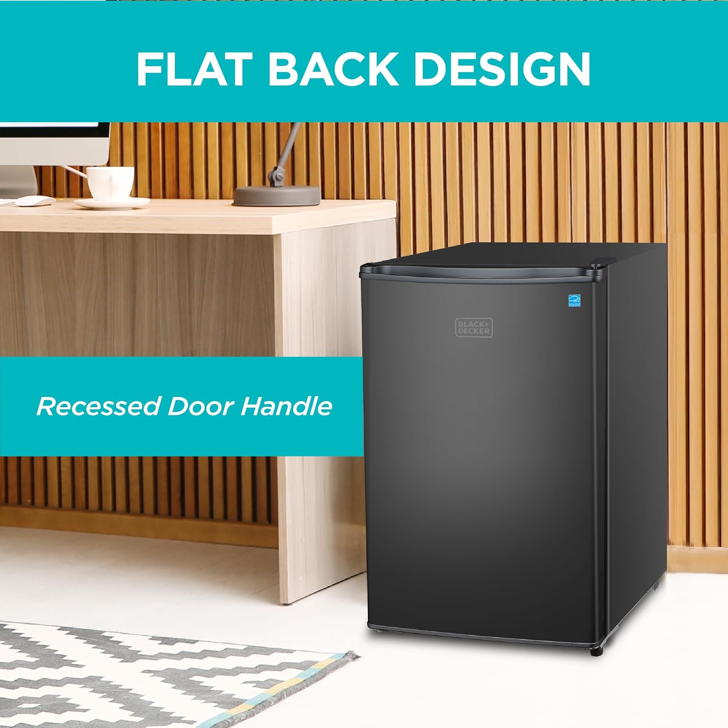 BLACK+DECKER 2.5 Cu. Ft. Compact Refrigerator, ENERGY STAR Certified, Single Door Mini Fridge with Chiller Compartment, Personal Fridge for Home or Dorm Room, R600a Refrigerant, BCRK25B, Black
