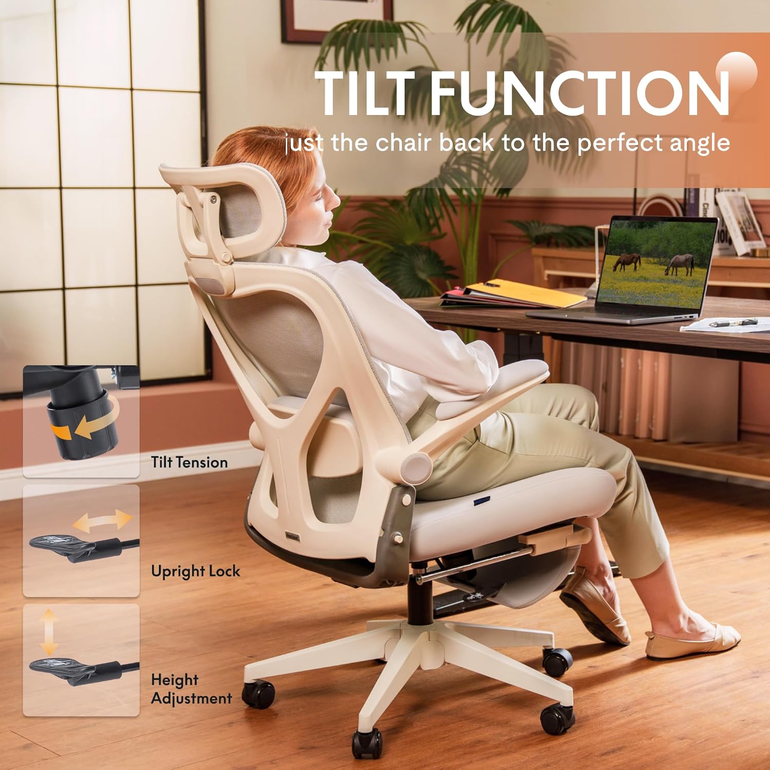 FLEXISPOT Foldex Ergonomic Office Chair, Folding Chair for Small Spaces with Lumbar Support, Flip-up Armrests, 3D Headrest, Desk Chairs with Footrest for Work,Video Game (Foam Seat, Grey)