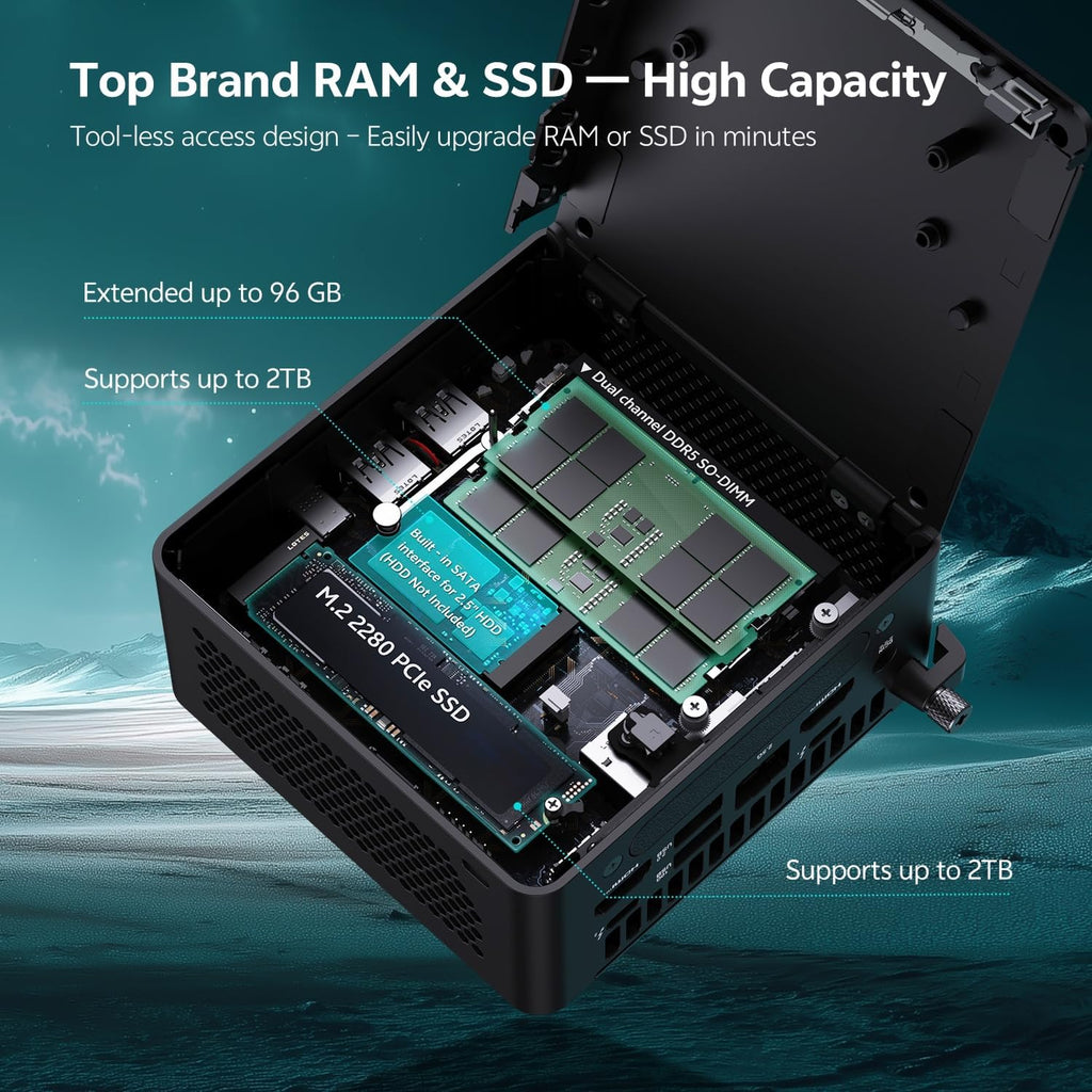 ASUS NUC 15 Pro AI Mini PC, Intel Series 2 Ultra 5 225H (14C/14T, Up to 4.9GHz), Mini Computers 16GB DDR5 RAM, 1TB PCIe SSD, Win 11 Pro, Intel Arc 130T GPU, Thunderbolt 4, WiFi 7, 8K HDR, VESA Mount