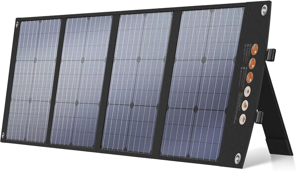 BALDR 100W Portable Solar Panel, Foldable Solar Charger with PD60W USB-C & USB-A Ports, Compatible with Jackery/ECOFLOW/Flashfish/ROCKPALS Power Station, for Camping & Off-Grid Living