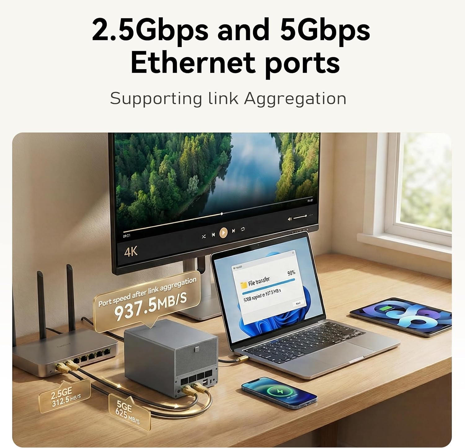 Beelink Mini PC, ME Pro 2-Bay NAS, Intel N95 CPU,12GB LPDDR5, 128G SSD, 3×M.2 SSD Slots, 2×2.5/3.5'Drive Bays, 2.5G+5G Dual LAN/Support Link Aggregation/ 4K Dual Display/WiFi6/BT5.4, Home Media/Studio