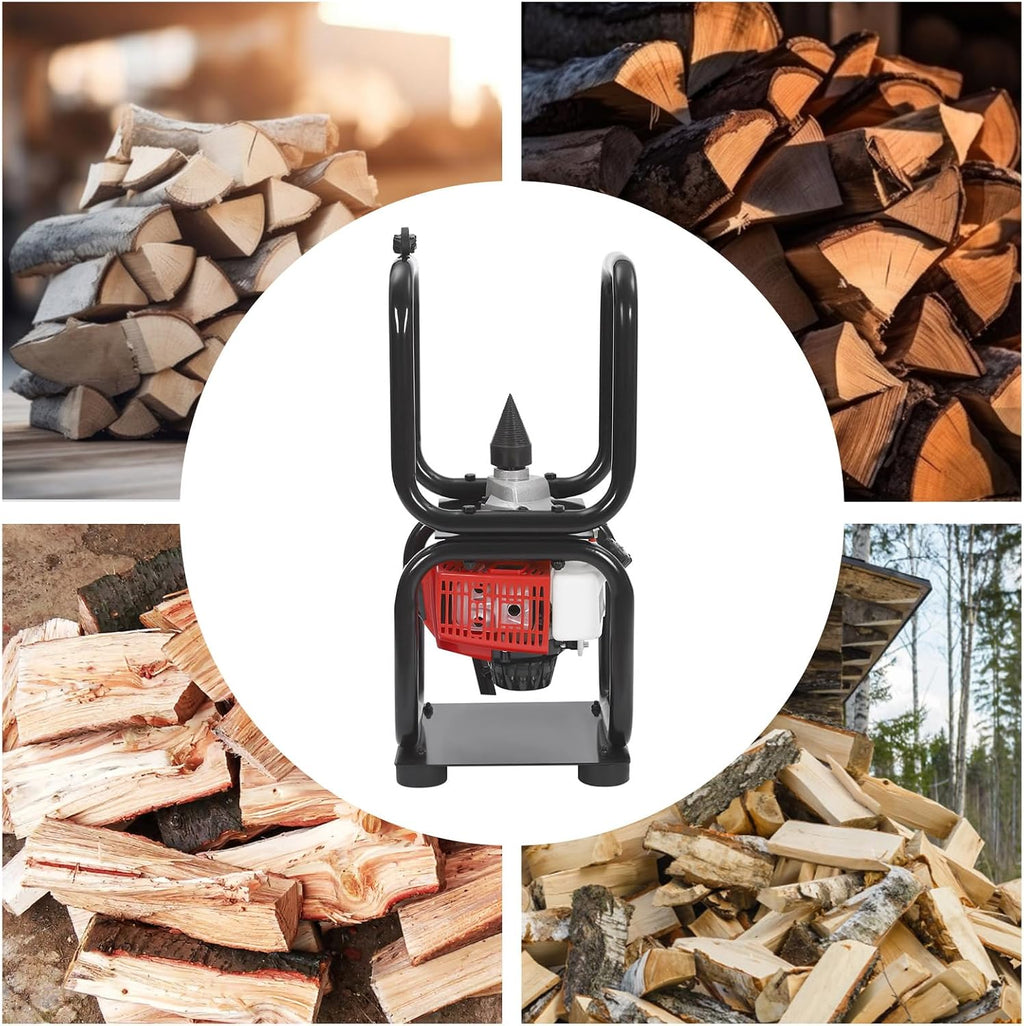 2-Stroke 64CC Gasoline Firewood Splitting Machine, 300RPM Portable Log Splitter Electric with Toolkit Bag & Anti-Slip Feet, 0.4GAL Capacity Air Cooling Wood Splitter Gasoline Powered