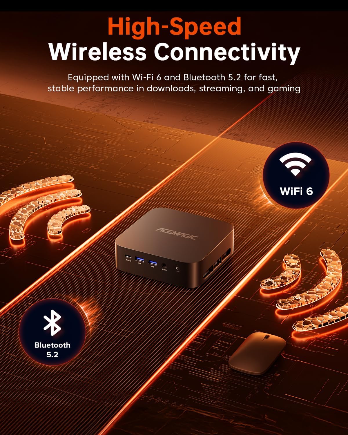 ACEMAGICIAN Kron Mini K1 Mini PC Gaming, AMD Ryzen 7 5700U, 16GB DDR4 512GB SSD Mini PC Computers Micro Desktop PC 4K Triple Display WiFi6 BT5.2