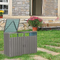 【LuckyNote】 Garbage Bin Shed Stores 2 Trash Cans Metal Outdoor Bin Shed for Garbage Storage,Stainless Galvanized Steel, Bin for Garden Yard Lawn,Grey