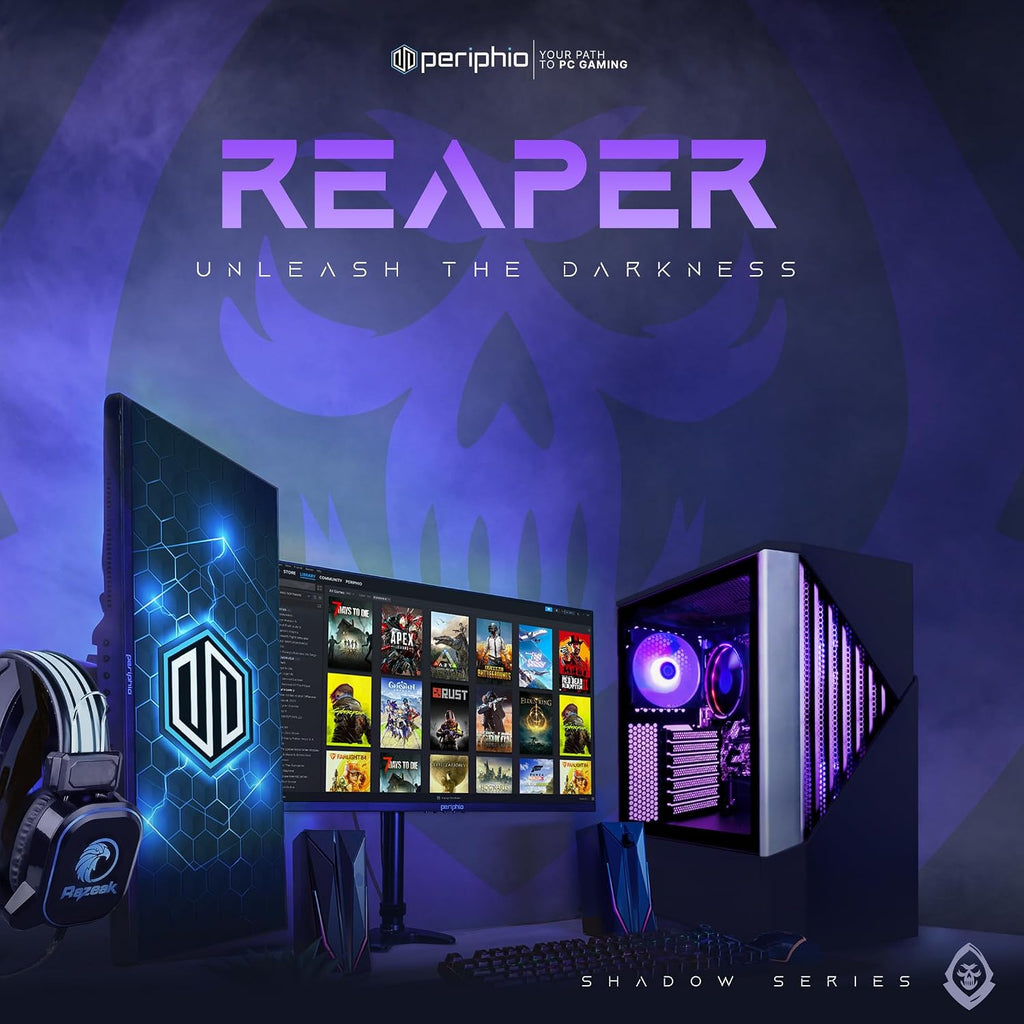 Periphio Reaper Gaming PC - AMD Ryzen 7 5700G 4.4GHz, Radeon Vega 8 (4GB) iGPU, 16GB DDR4 3200MHz Gaming RAM, 1TB NVMe SSD, Wi-Fi, Windows 11 Computer (Ryzen 7 5700G)…