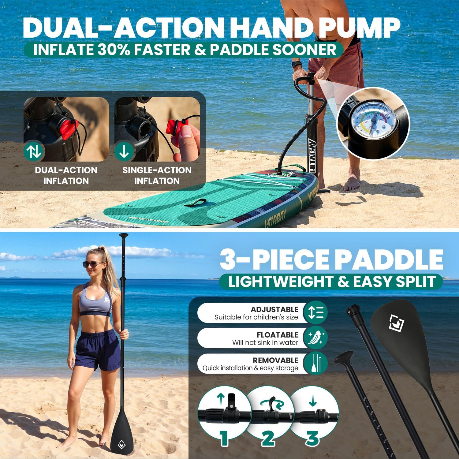 Inflatable Stand Up Paddle Board 10'6' All-Around SUP Kit - Lightweight (16 lbs), Stable & Durable, Camera Mount & Complete Accessories - SUP Board for Beginners & All Skill Levels