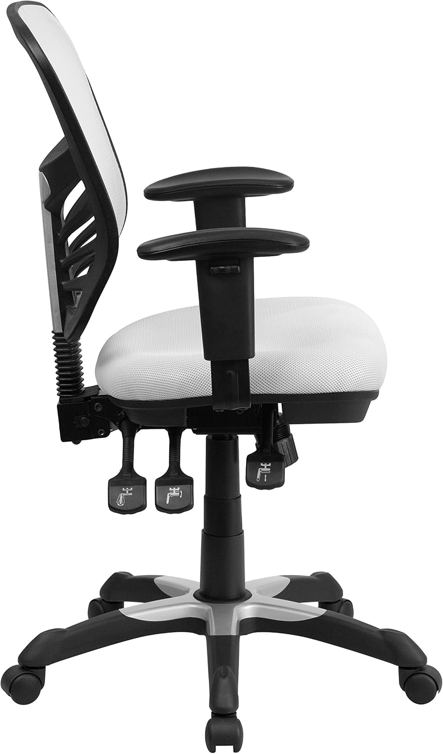 Flash Furniture Nicholas Mid-Back Swivel Office and Gaming Chair, Ergonomic Mesh Office Chair with Adjustable Lumbar Support and Height, White