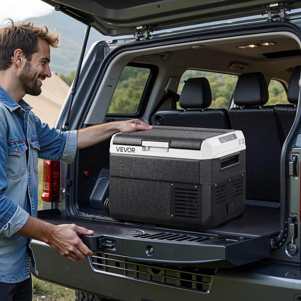 VEVOR 12 Volt Car Refrigerator, 26.4QT/25L Car Fridge, Portable Electric Cooler with -4℉~68℉ Adjustable Temperature, 12/24V DC and 100-240V AC Compressor Freezer for Outdoor, Camping, Travel, RV