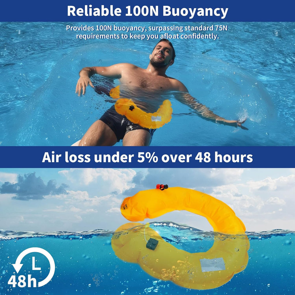 Owntop Manual Inflatable Belt Pack, Adults Swim Jacket with Blowpipe & Whistle, 24g CO2 Cylinder Included, Low Profile for Kayaking, Fishing, Paddle Sports