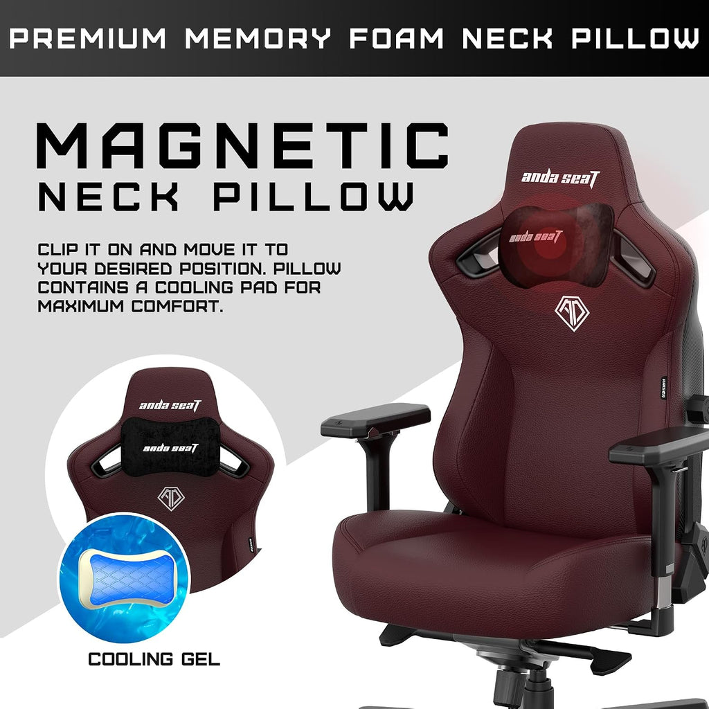 Anda Seat Kaiser 3 Large Gaming Chair for Adults - Ergonomic Maroon PVC Leather Gaming Seat with Lumbar Support, Comfortable Office Chair with Neck Support - Heavy Duty Wide Computer Seat