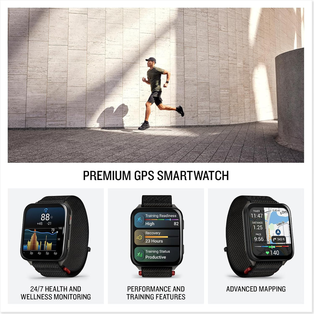 Garmin Venu X1 Thin & Lightweight GPS Smartwatch, Black | AMOLED Display, Advanced Health and Fitness Features, Sleep Tracking, 100+ Sports Apps | Signature Series Modern Power Stand Bundle