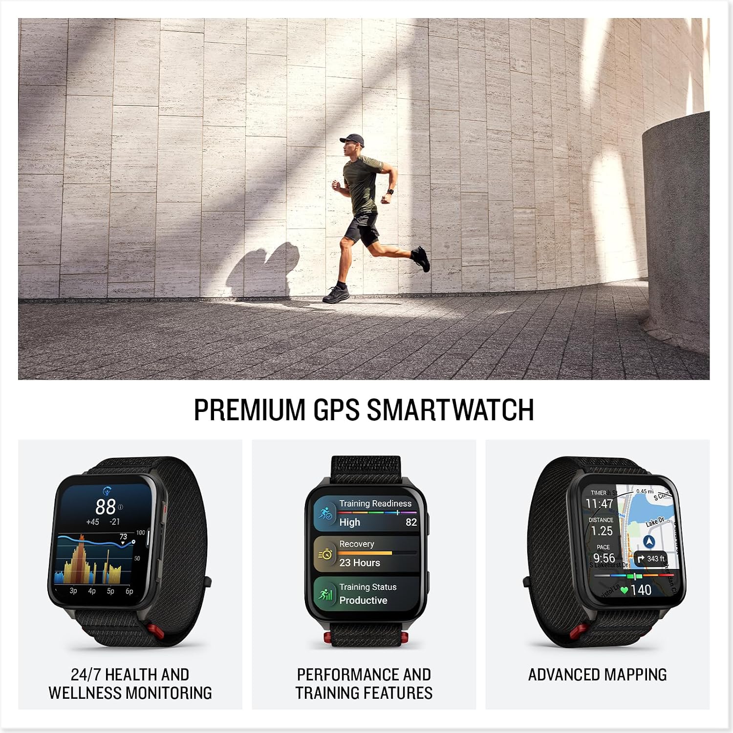 Garmin Venu X1 Thin & Lightweight GPS Smartwatch, Black | AMOLED Display, Advanced Health and Fitness Features, Sleep Tracking, 100+ Sports Apps | Signature Series Modern Power Stand Bundle