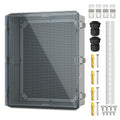 Joinfworld Outdoor Cable Box Enclosure 19.7x15.7x7.9 Waterproof Junction Box Outdoor Clear Nema 4 Electrical Box for WiFi Router Breaker Solar Electronics