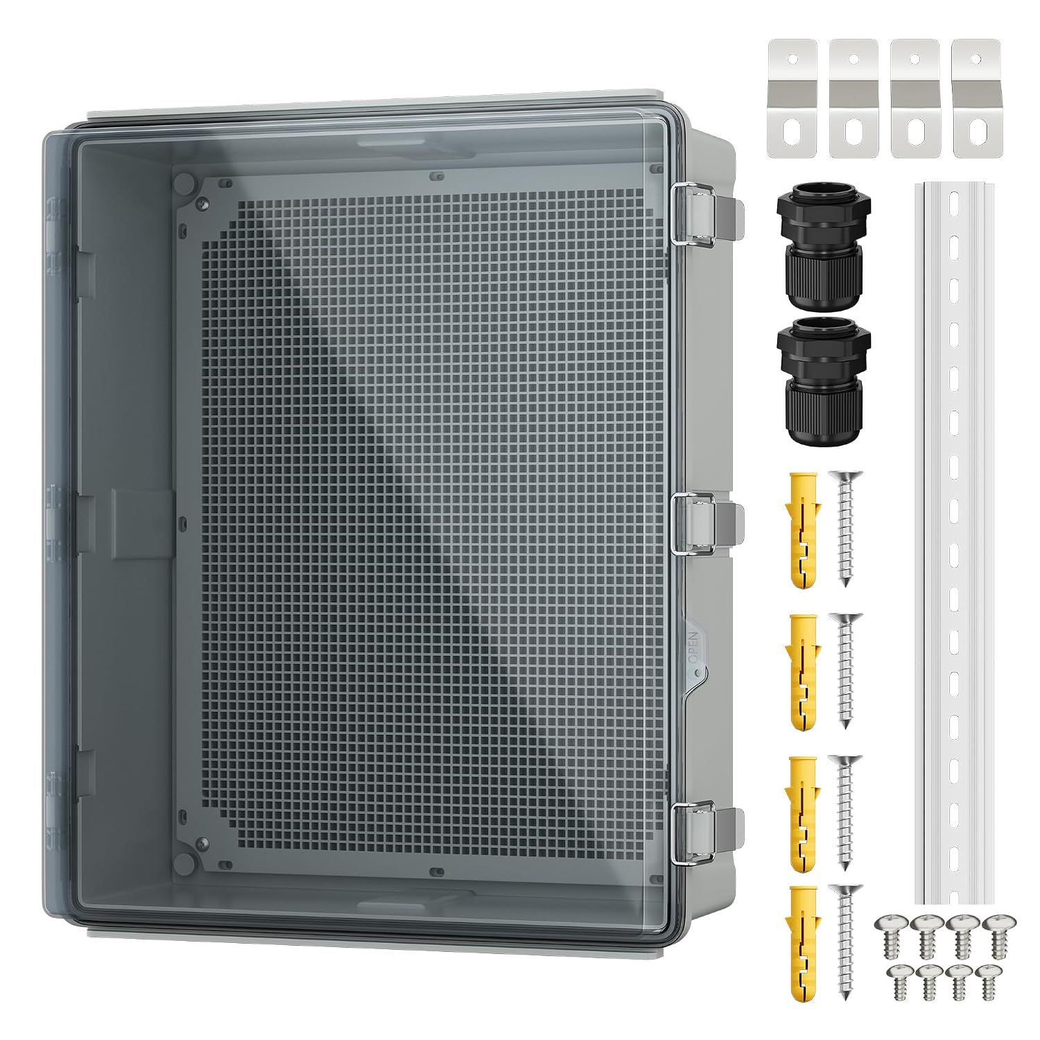 Joinfworld Outdoor Cable Box Enclosure 19.7x15.7x7.9 Waterproof Junction Box Outdoor Clear Nema 4 Electrical Box for WiFi Router Breaker Solar Electronics