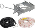 Box Anchor Kit 13LBS/19LBS/25LBS, Boat Anchor with 16.5 Feet Elastic Rope & 100 Feet Nylon Rope, Hot-Dipped Galvanized Folding Boat Slide Cube Anchor (Box Style) Suitable for Boats