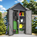 AECOJOY Outdoor Storage Cabinet Waterproof with 3 Adjustable Shelves, Vertical Tall Outdoor Storage Cabinet, Large Capacity Storage Tool Cabinet Box for Backyard Garden Patio Lawn, Dark Grey