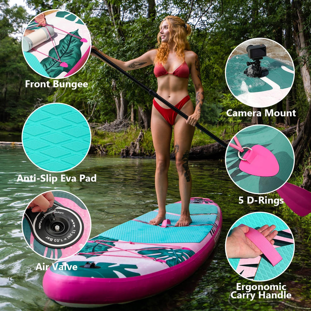 Inflatable Stand Up Paddle Board 10'6' All-Around SUP Kit - Lightweight (16 lbs), Stable & Durable, Camera Mount & Complete Accessories - SUP Board for Beginners & All Skill Levels