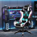 XOOFMASS Gaming Chair with Speakers, Video Game Chair with RGB Light Ergonomic Massage Office Chair, PU Leather Recliner Computer Chair, E-Sports Chair with Headrest Armrest Lumbar Support,White