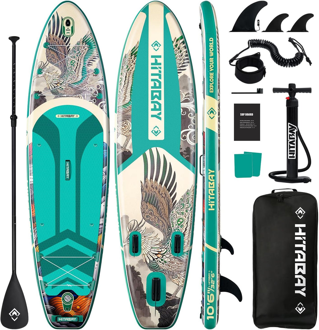 Inflatable Stand Up Paddle Board 10'6' All-Around SUP Kit - Lightweight (16 lbs), Stable & Durable, Camera Mount & Complete Accessories - SUP Board for Beginners & All Skill Levels
