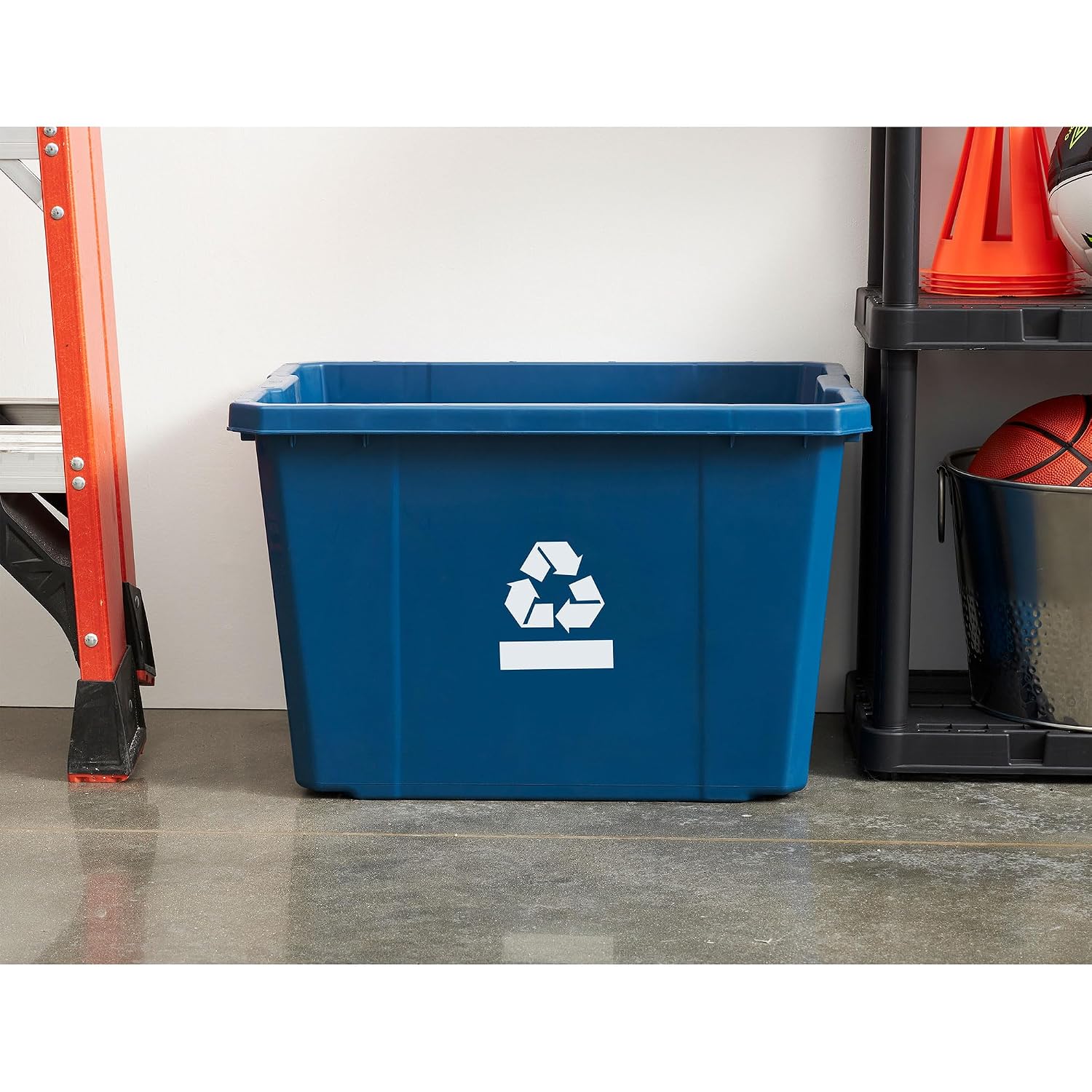 Gracious Living Medium Curbside Blue Box, Plastic 17 Gallon/64 Litre Home Trash Can Refuse and Recycling Bin Container with Built-in Handles (12 Pack)