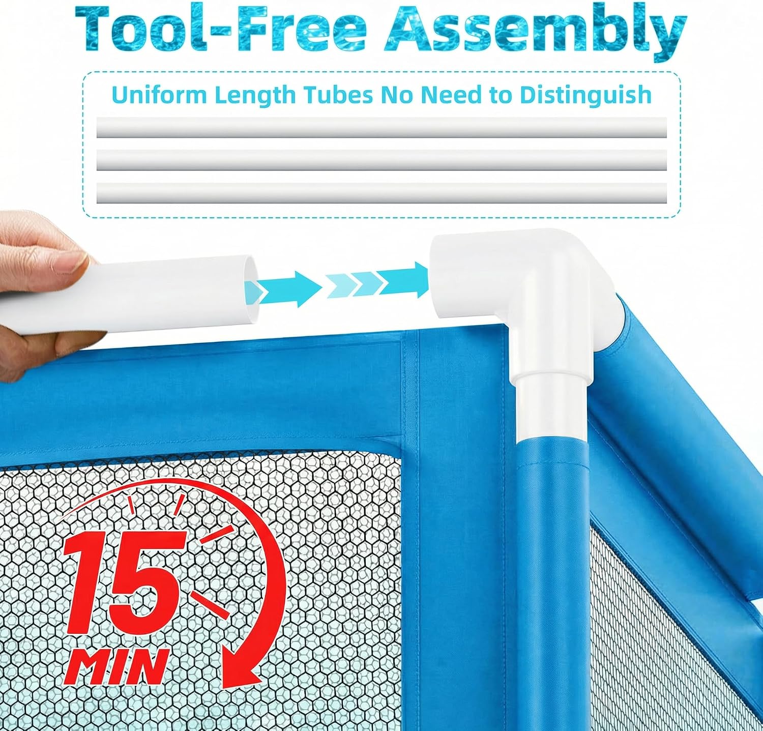 Jotesnew 365 Gallon 103' Pool Storage Bin XXXL Extra Large Swimming Pool Float Storage Bin, Pool Noodles Holder, Toys, Floats and Balls Mesh Rolling Storage Organizer Bin, 103' Lx32 Wx35 H (Blue)