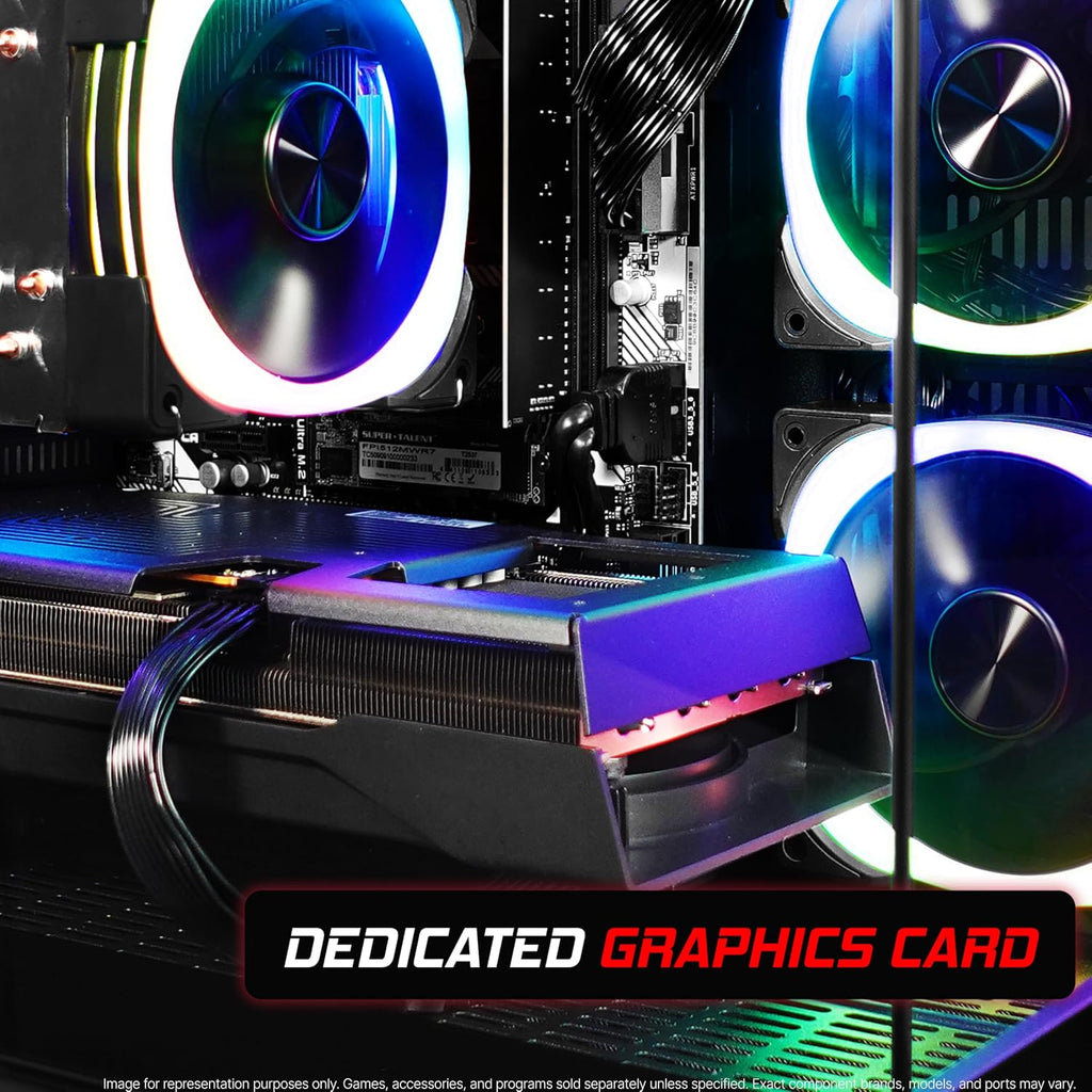 SAAV Drex Prebuilt Gaming PC Bundle Desktop Tower Intel Core i7-12700KF Radeon RX 9060 XT 8GB GDDR6 Curved 24in Monitor 32GB DDR4 1TB NVMe SSD WiFi 6 Windows 11 Black RGB Computer PC Gaming