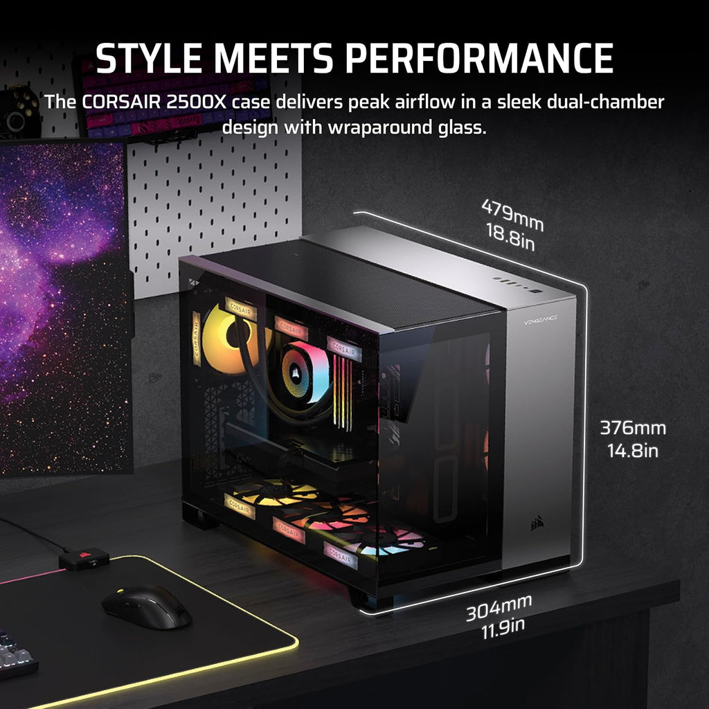 Corsair Vengeance a5100 Gaming PC – Liquid Cooled AMD Ryzen 7 7800X3D CPU – NVIDIA GeForce RTX 5080 GPU – 32GB Dominator Titanium RGB DDR5 Memory – 2TB M.2 SSD – Black