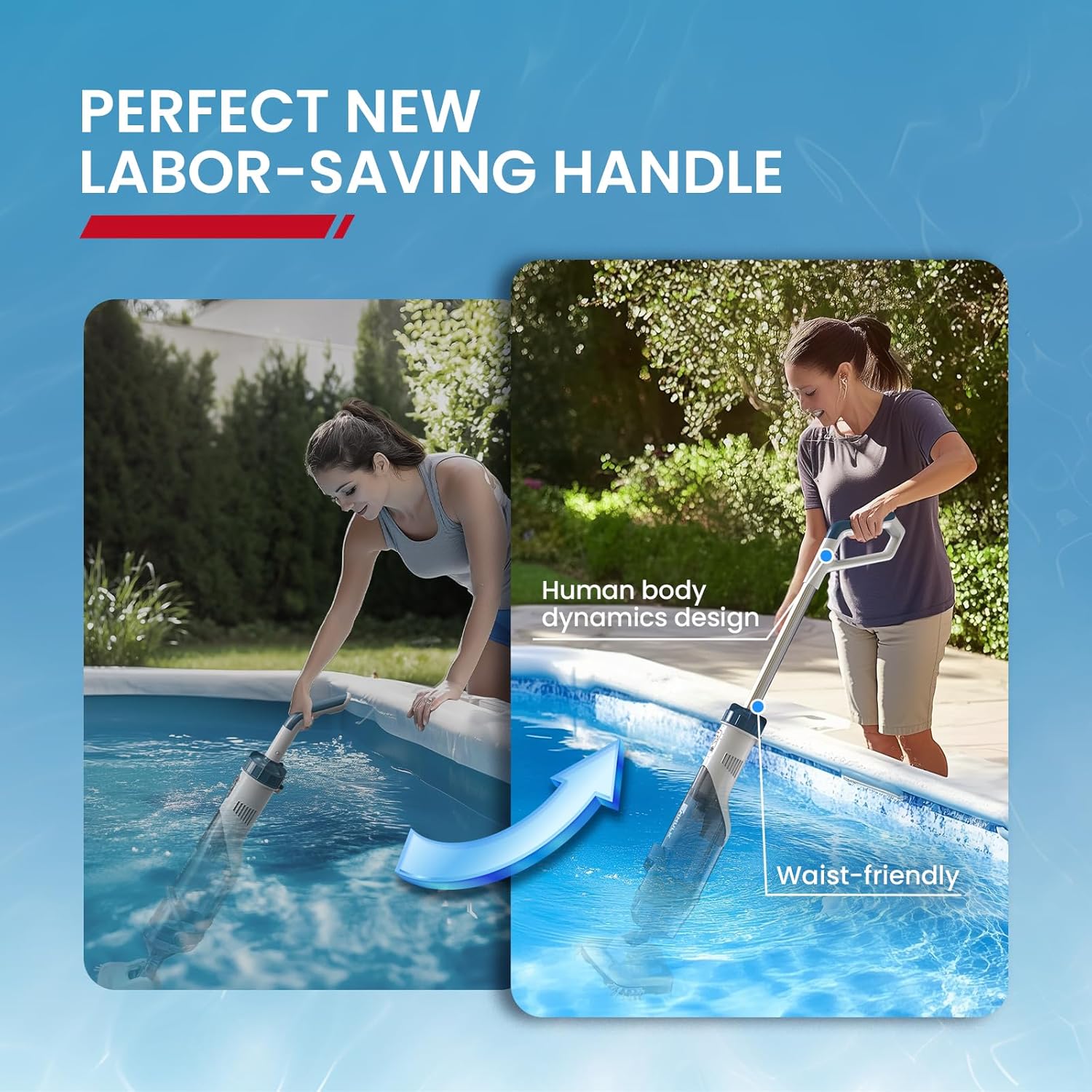 ENHULK Pro Cordless Pool Vacuum - 18.5 GPM Powerful Suction, 70min Runtime & 13.4' Wide Head, XL Capacity Handheld Rechargeable Pool Cleaner for Inground/Above Ground Pools with Telescopic Pole, PC18