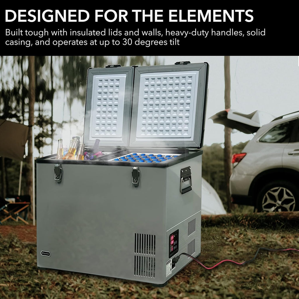 Whynter 90 Qt. Portable Refrigerator / Portable Freezer for Travel - Chest Freezer / Fridge for Car, Camping, RVs & More, -8°F to 50°F Temperature Range, AC 110V/ DC 12V, FM-901DZ, Charcoal