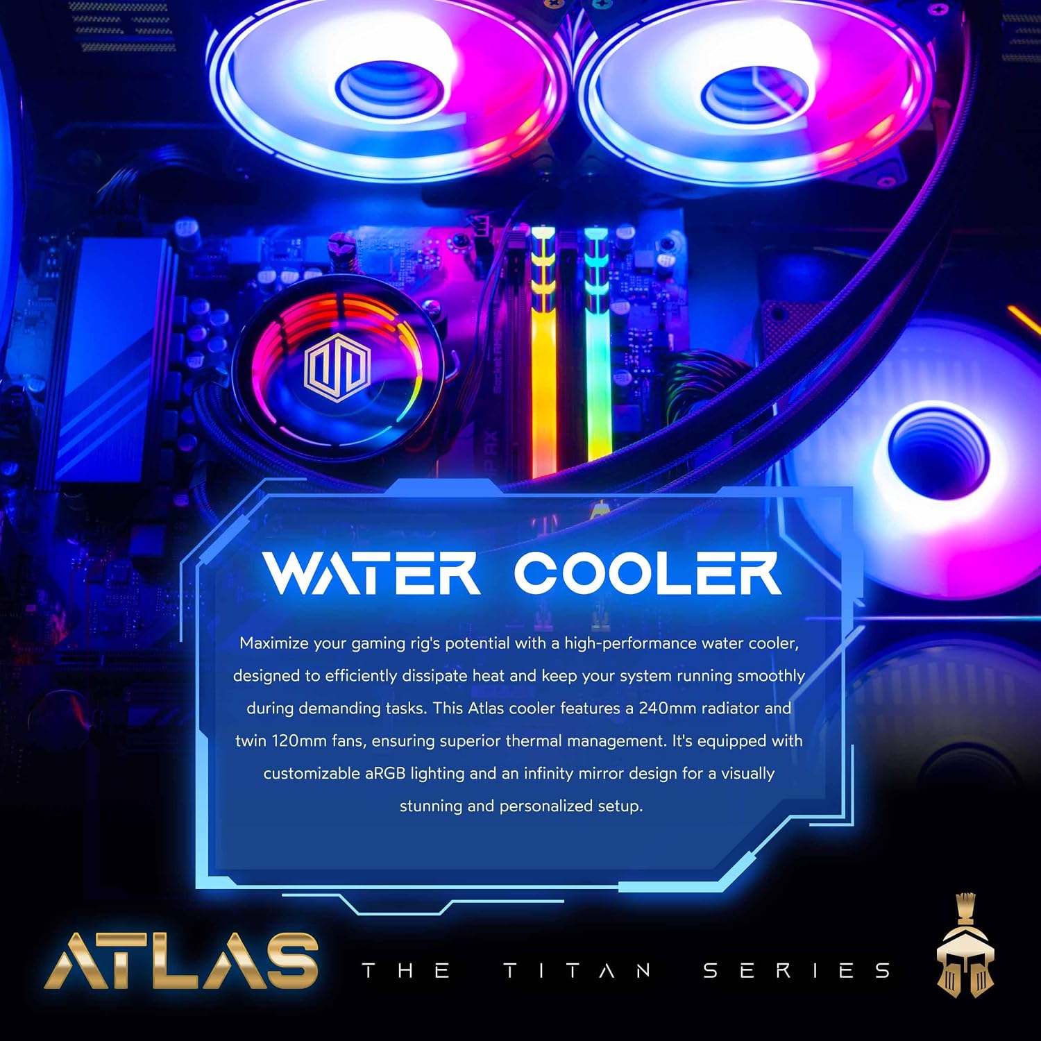 Periphio Atlas Gaming PC, Liquid Cooled AMD Ryzen 5 5600GT up to 4.4GHz with Radeon RX Vega 7 Graphics (Gaming Optimized), 16GB RAM, 1TBNVMe SSD, WiFi, Windows 11 Desktop, Black, 1080p Gaming Computer
