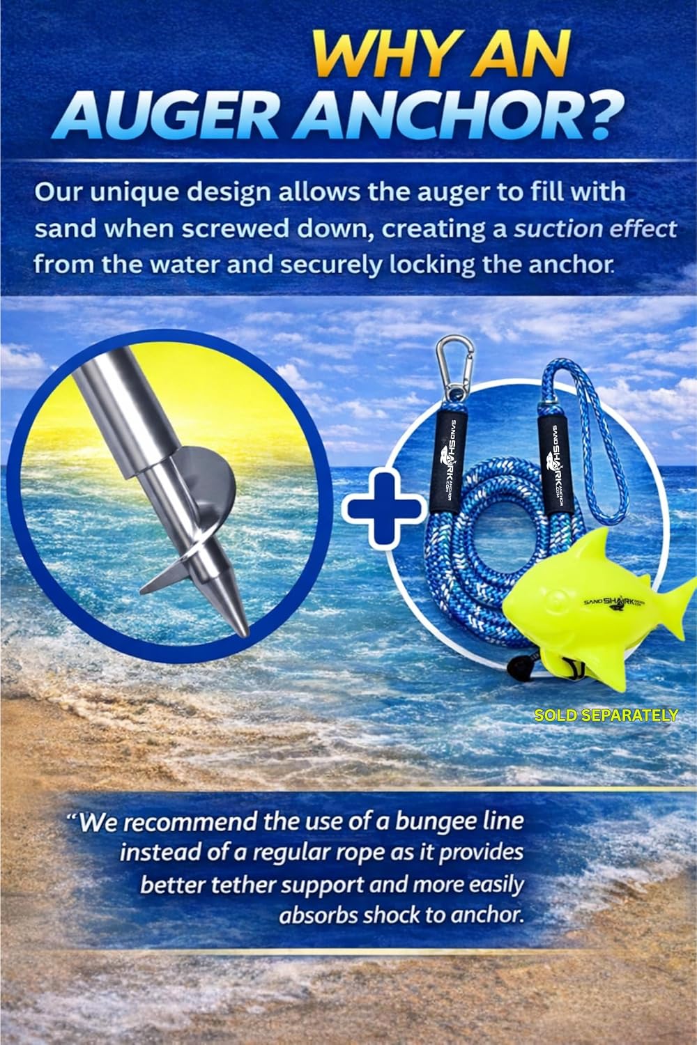 SandShark Anchor - Premium Screw in Boat Anchor, Pontoon Boat Anchor, Stainless Steel Shallow Water Anchor Pole, Sand Anchor w/Case - Essential Pontoon Boat Accessories