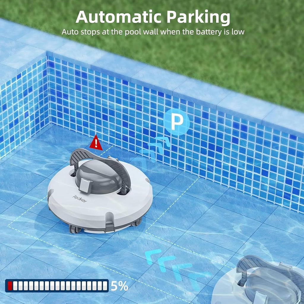 Automatic Cordless Pool Cleaners, Pool Vacuum Cleaner, Cordless Robotic Pool Cleaning with Strong Suction and Two Motors, for Above Ground & In-Ground Pools,220V