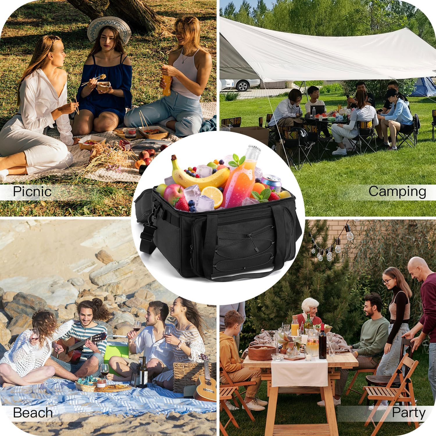 Extra Large Wheeled Portable Cooler Bag 85 Cans Double Deck Heavy Duty Rolling Insulated Cooler with All-Terrain Wheels Leakproof Tactical Soft Sided Cooler for Beach Camping Picnic Travel