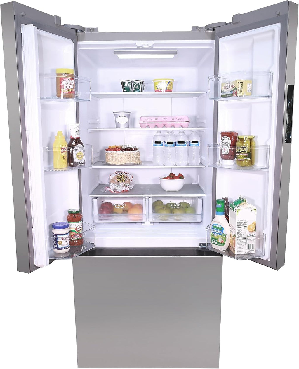 West Bend Refrigerator Freestanding French Door Design Fridge with 5.1 Cu.Ft. Freezer Capacity, Adjustable Electronic Control and Frost Free Defrost, 17.5-Cu.Ft, Metallic