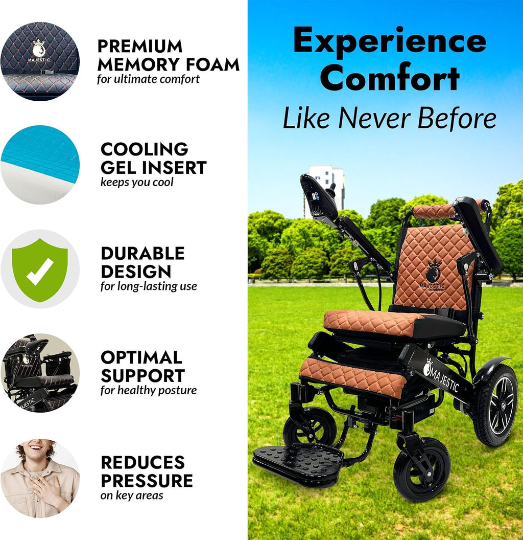 Lightweight Electric Wheelchair for Adults – Remote Controlled Foldable Power Chair – Portable Travel Mobility Aid